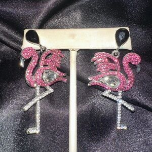 Pink Flamingo Crystal Earrings